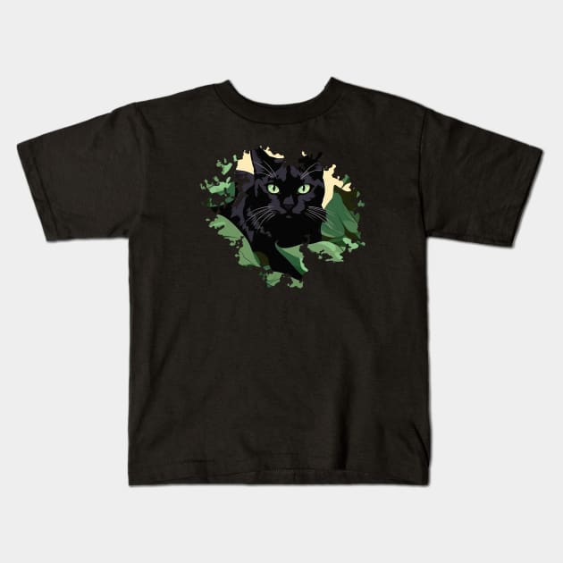 Cat in the meadow Kids T-Shirt by Pixy Official